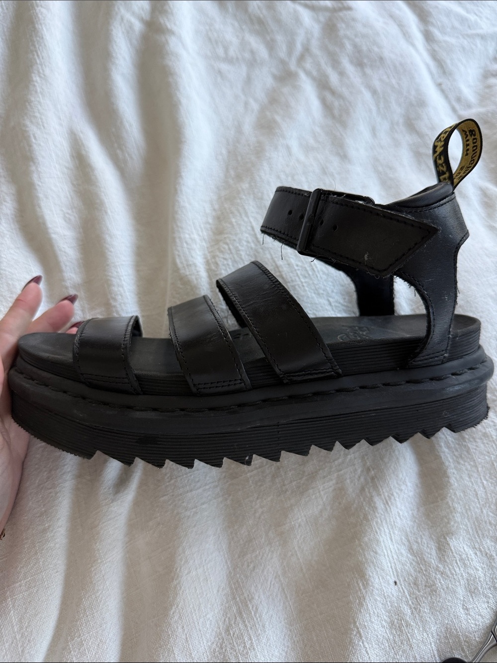 Dr. Martens Black Chunky Platform Strappy Sandals